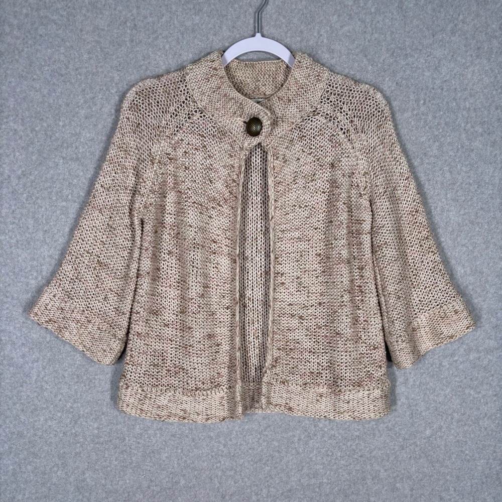 Vertigo Paris Beige Knit Open-Front Cardigan with Button